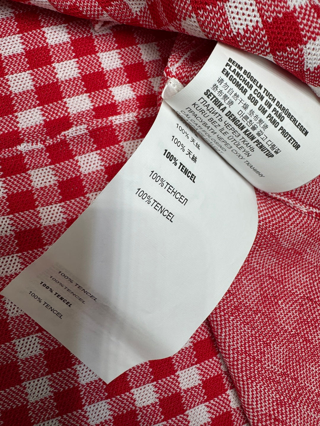 MIUMIU CREW NECK SHORT-SLEEVE PLAID KNIT TOP 274834