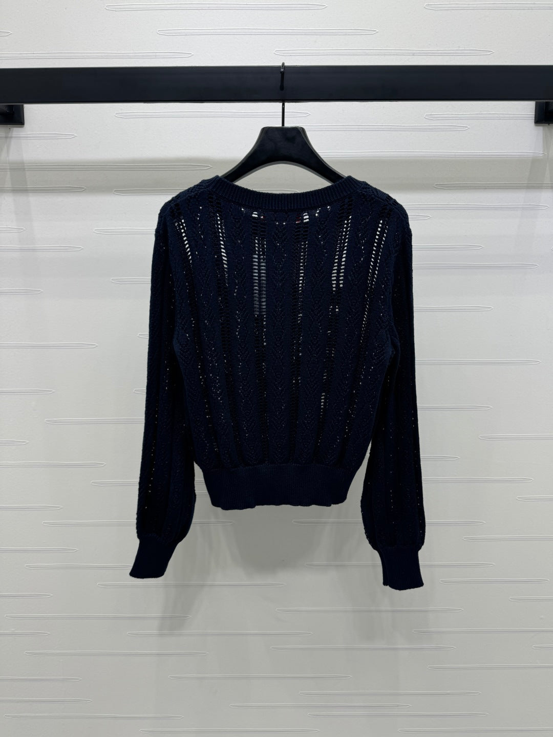VALENTINO CREW NECK LONG-SLEEVE EMBROIDERED KNIT TOP 274958