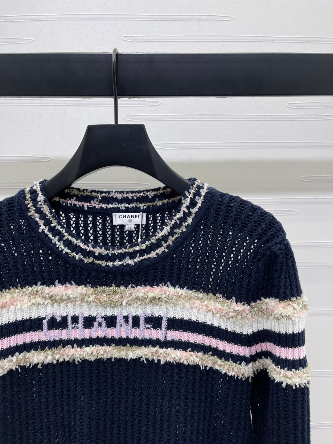 CHANEL 25S LONG SLEEVE OPEN-KNIT SWEATER STYLE 162