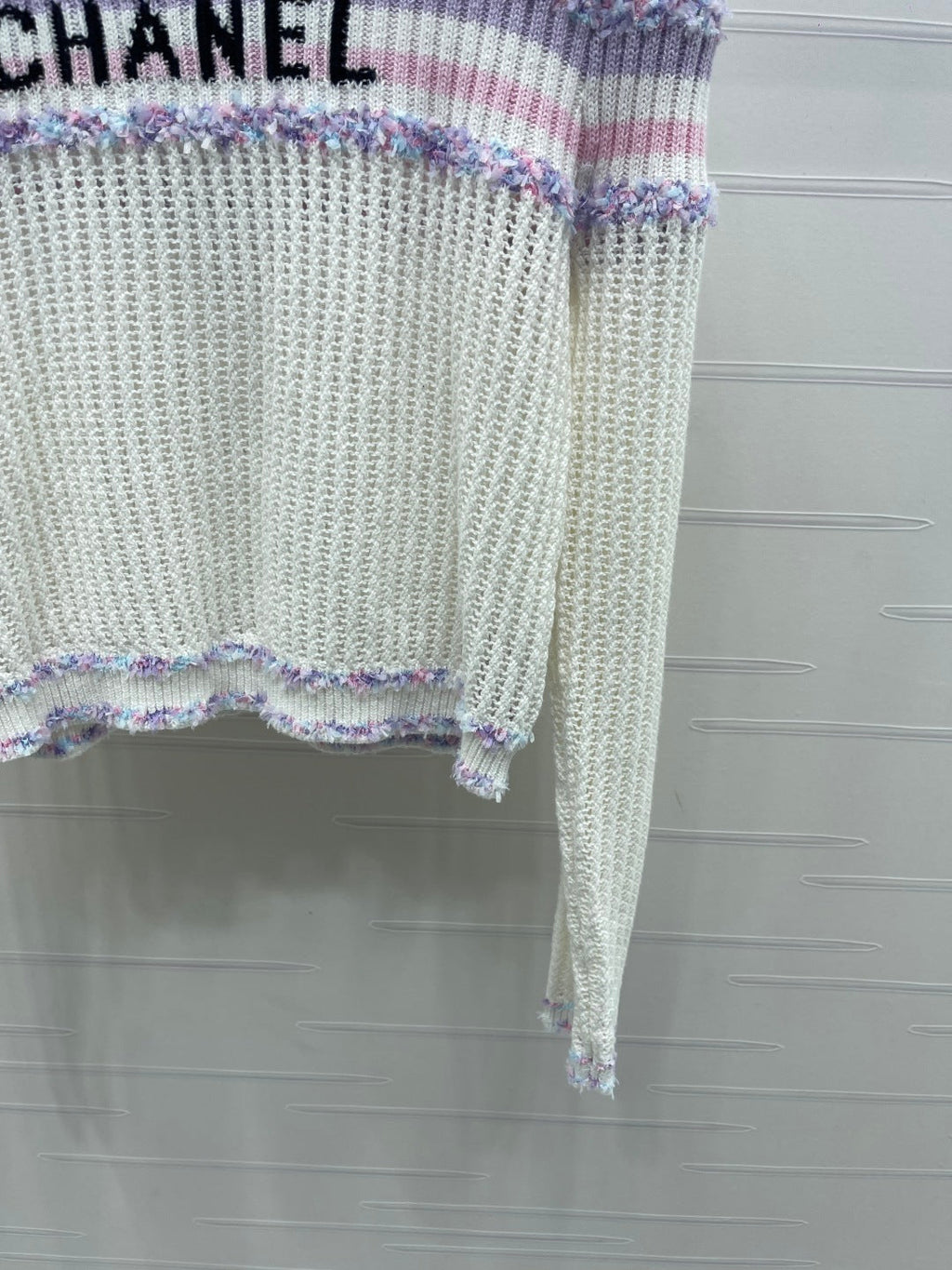 CHANEL 25S LONG SLEEVE OPEN-KNIT SWEATER STYLE 161