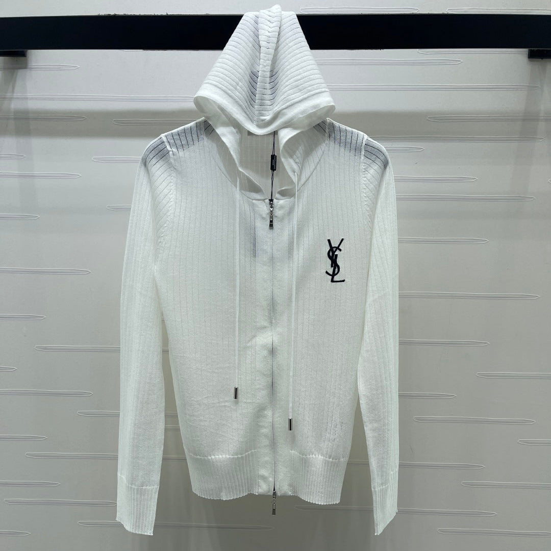 YSL 26S ZIP UP HOODED CARDIGAN 391