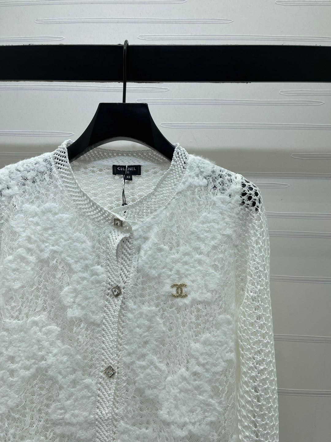 CHANEL 26S FLORAL OPENWORK KNIT CARDIGAN 1348