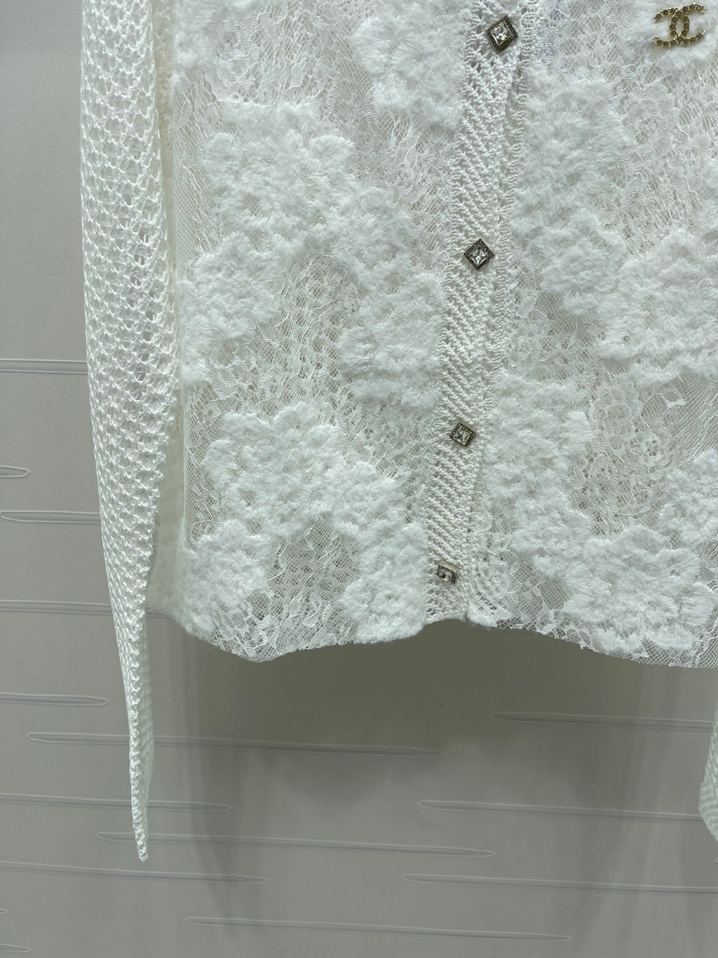 CHANEL 26S FLORAL OPENWORK KNIT CARDIGAN 1348