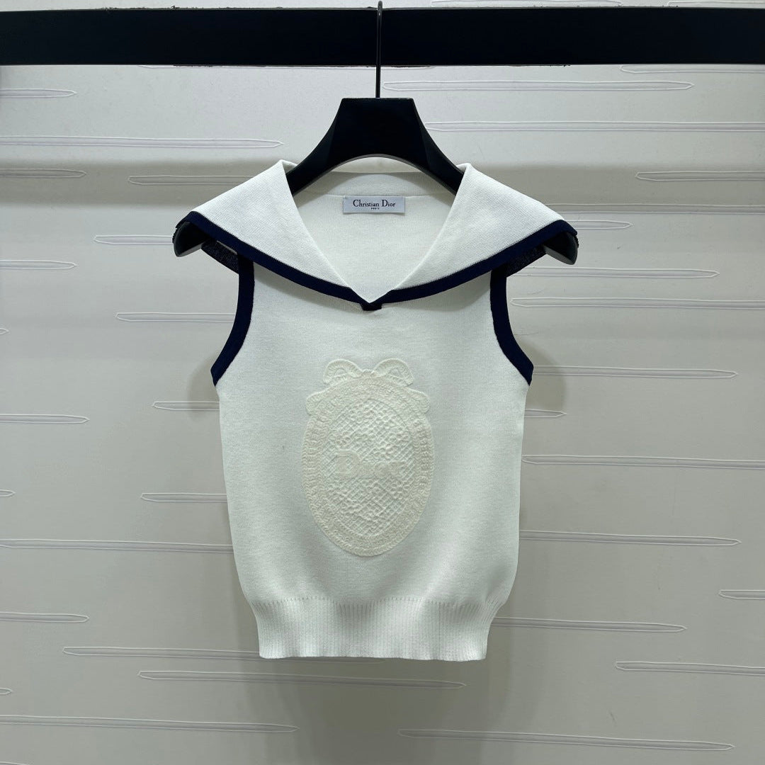 DIOR 26S SAILOR COLLAR KNIT TOP 1323
