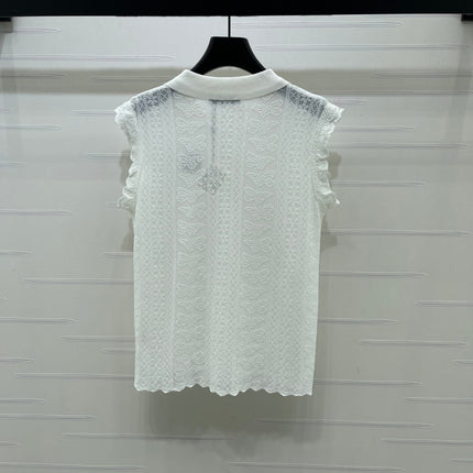 LOEWE 26S RUFFLE-SLEEVE KNIT POLO SHIRT 577