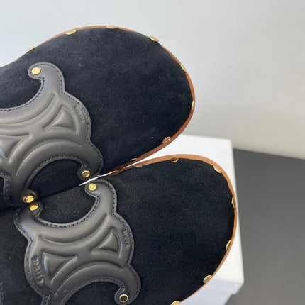 CELINE 26S MULE IN BLACK SUEDE