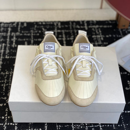 CHLOE 26S SNEAKERS IN BEIGE FABRIC AND LEATHER