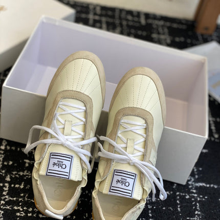 CHLOE 26S SNEAKERS IN BEIGE FABRIC AND LEATHER
