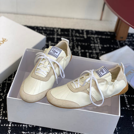CHLOE 26S SNEAKERS IN BEIGE FABRIC AND LEATHER