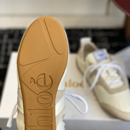 CHLOE 26S SNEAKERS IN BEIGE FABRIC AND LEATHER