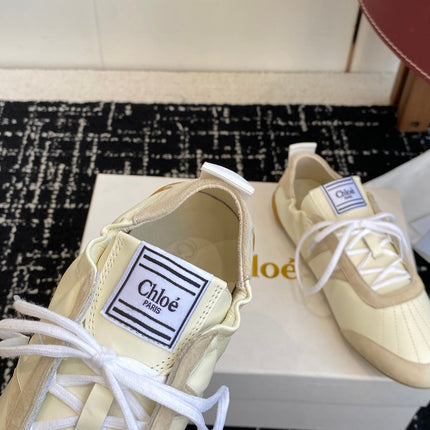 CHLOE 26S SNEAKERS IN BEIGE FABRIC AND LEATHER