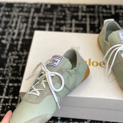 CHLOE 26S SNEAKERS IN MINT GREEN FABRIC AND LEATHER