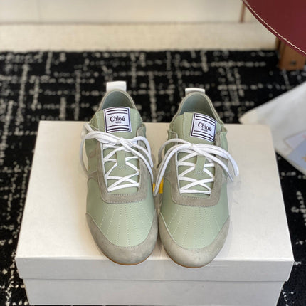 CHLOE 26S SNEAKERS IN MINT GREEN FABRIC AND LEATHER