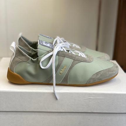 CHLOE 26S SNEAKERS IN MINT GREEN FABRIC AND LEATHER
