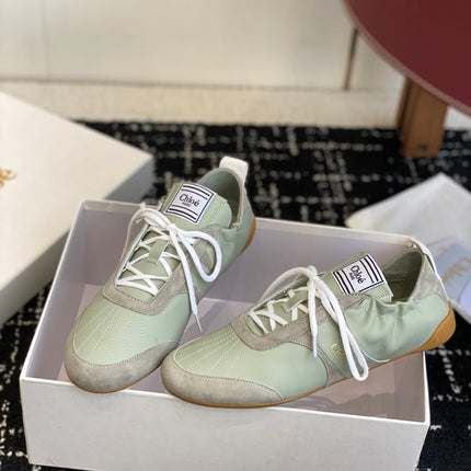 CHLOE 26S SNEAKERS IN MINT GREEN FABRIC AND LEATHER