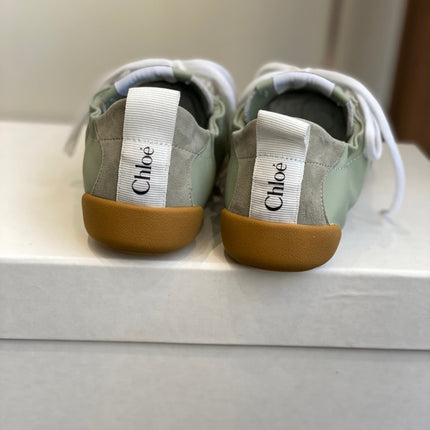 CHLOE 26S SNEAKERS IN MINT GREEN FABRIC AND LEATHER
