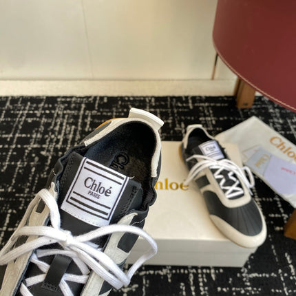 CHLOE 26S SNEAKERS IN BLACK FABRIC AND LEATHER