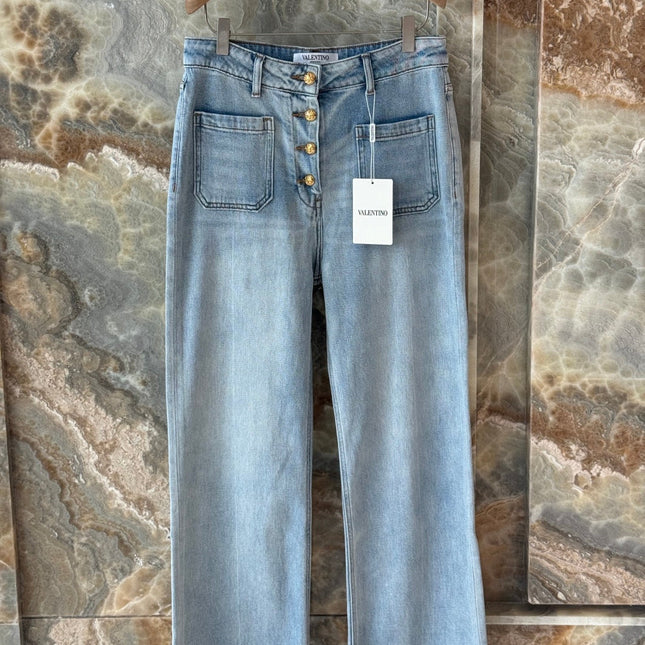 VALENTINO 26S HIGH-WAIST WIDE-LEG JEANS 457
