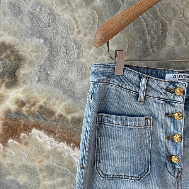 VALENTINO 26S HIGH-WAIST WIDE-LEG JEANS 457