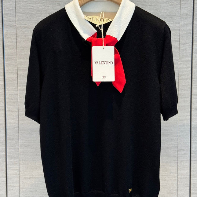 VALENTINO 26S SHORT-SLEEVE  KNIT TOP 437