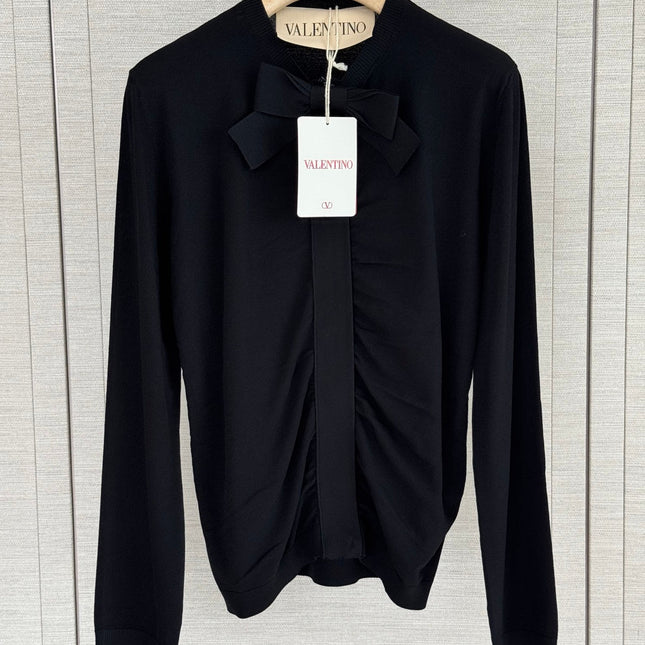 VALENTINO 26S BOW-DETAIL LONG-SLEEVE TOP 370