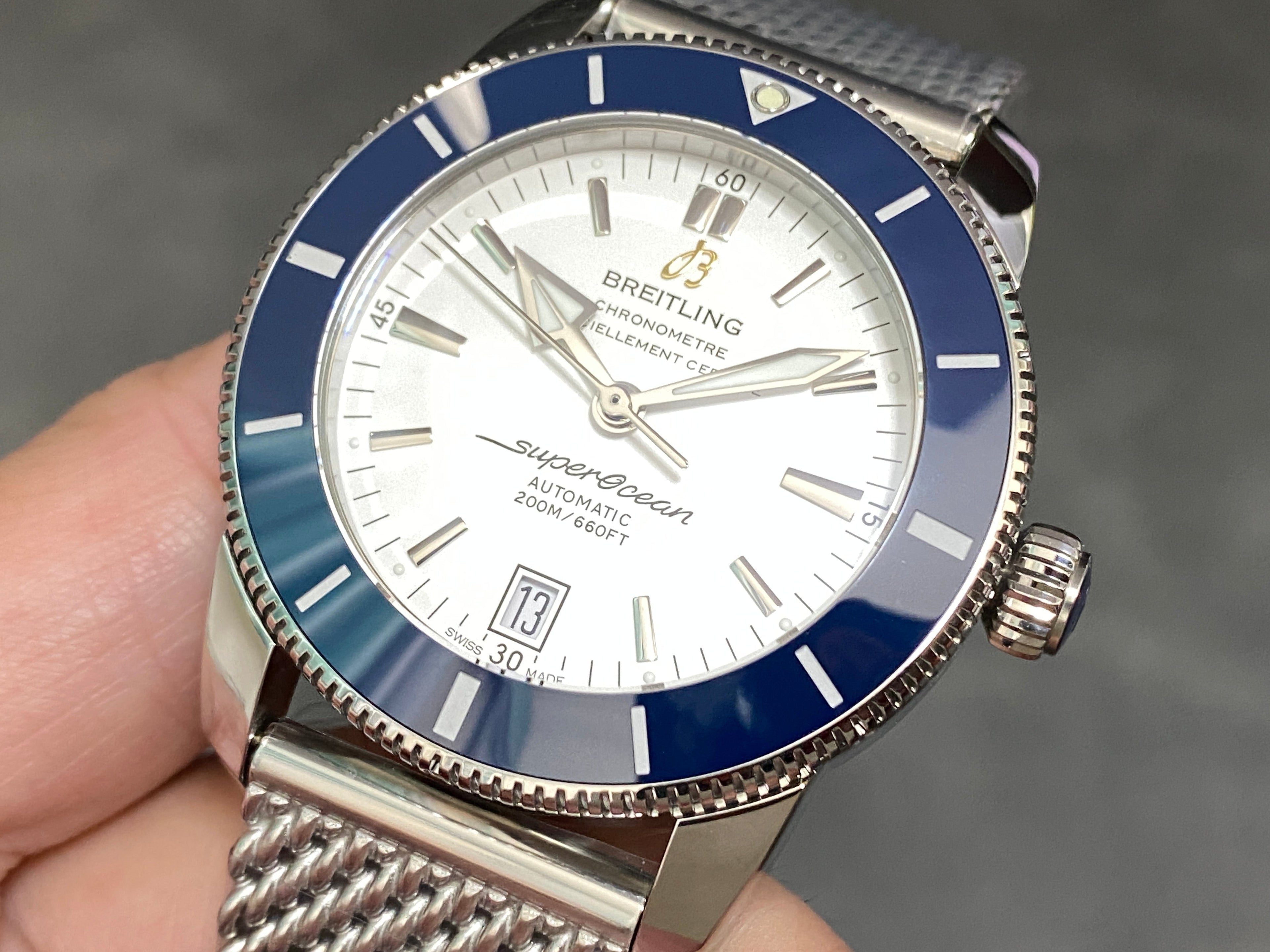 SUPEROCEAN HERITAGE STEEL CASE  BLUE CERAMIC BEZEL
