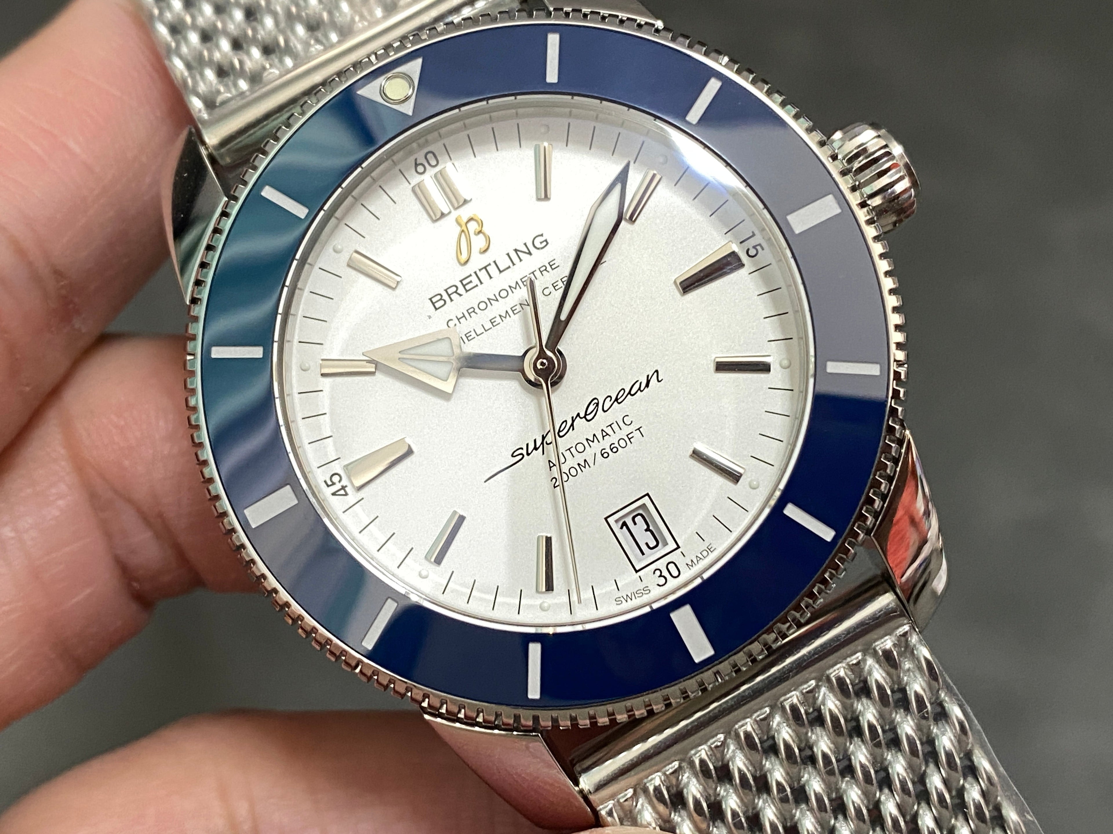 SUPEROCEAN HERITAGE STEEL CASE  BLUE CERAMIC BEZEL