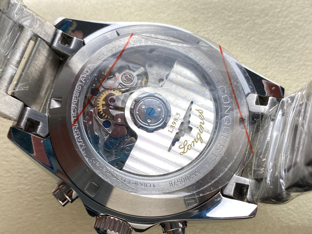 CONQUEST CHRONOGRAPH 42 MM SILVER CASE WITH BLACK DIAL