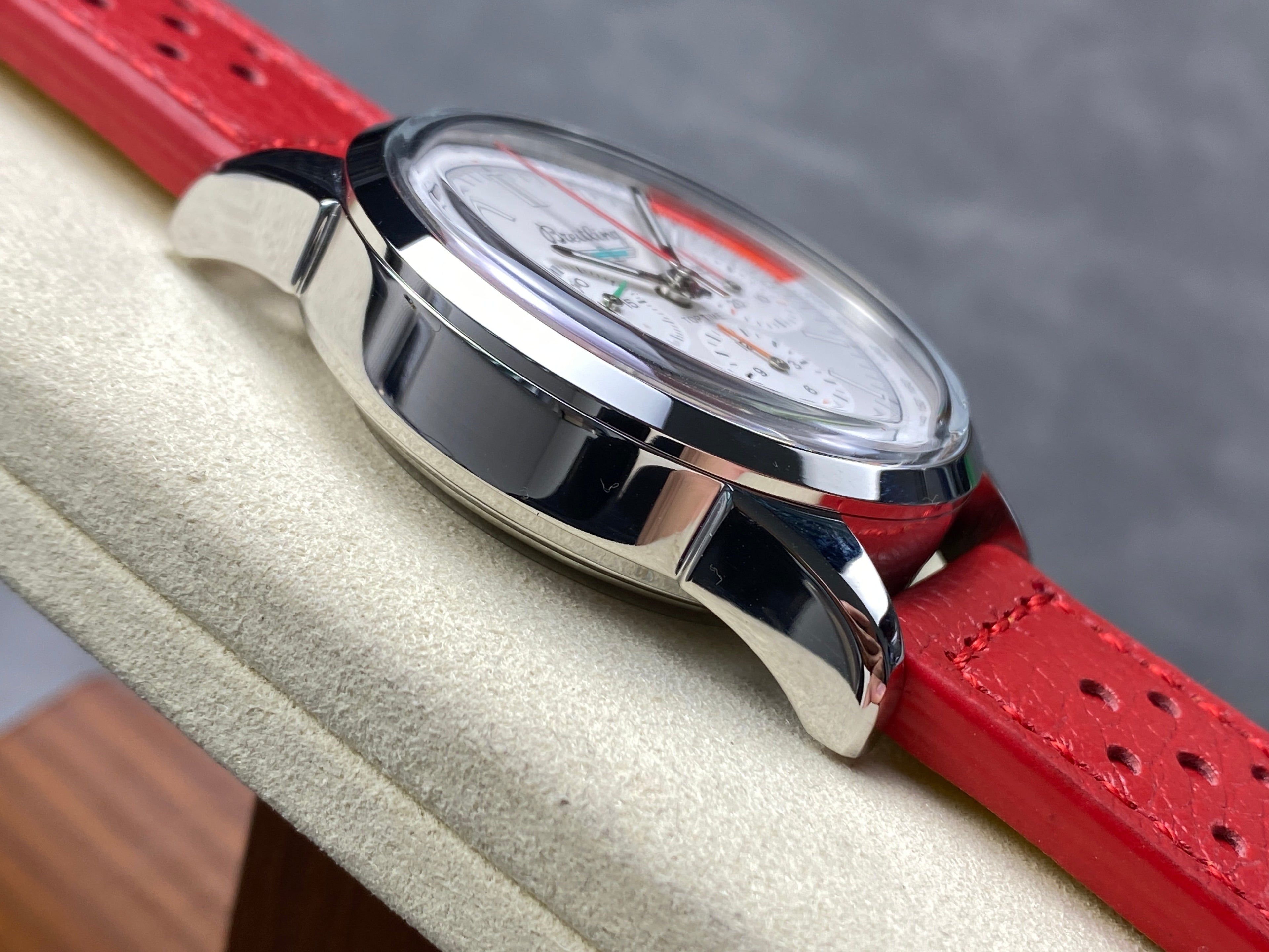 TOP TIME B01 FORD THUNDERBIRD STEEL CASE RED CALFSKIN STRAP