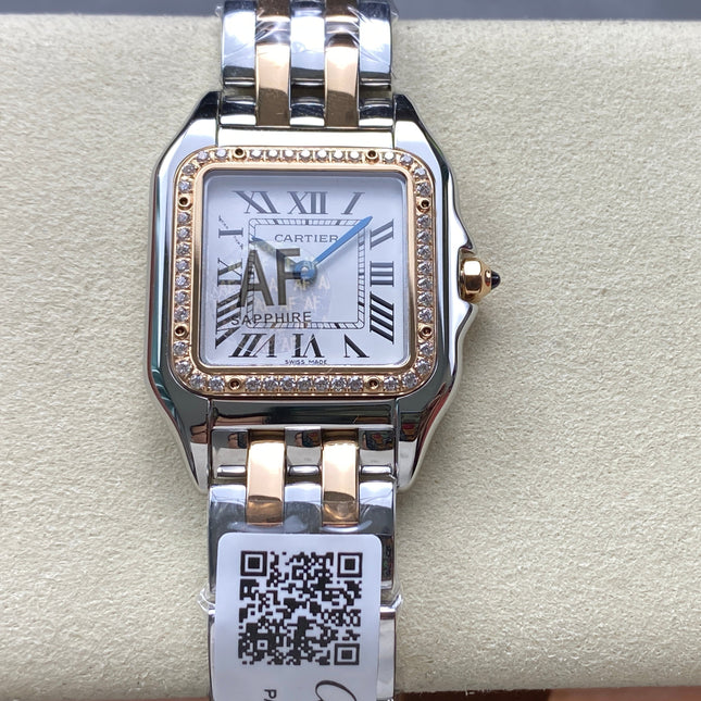 PANTHÈRE SMALL MODEL DE CARTIER WATCH SILVER AND ROSE GOLD CASE WITH CRYSTAL