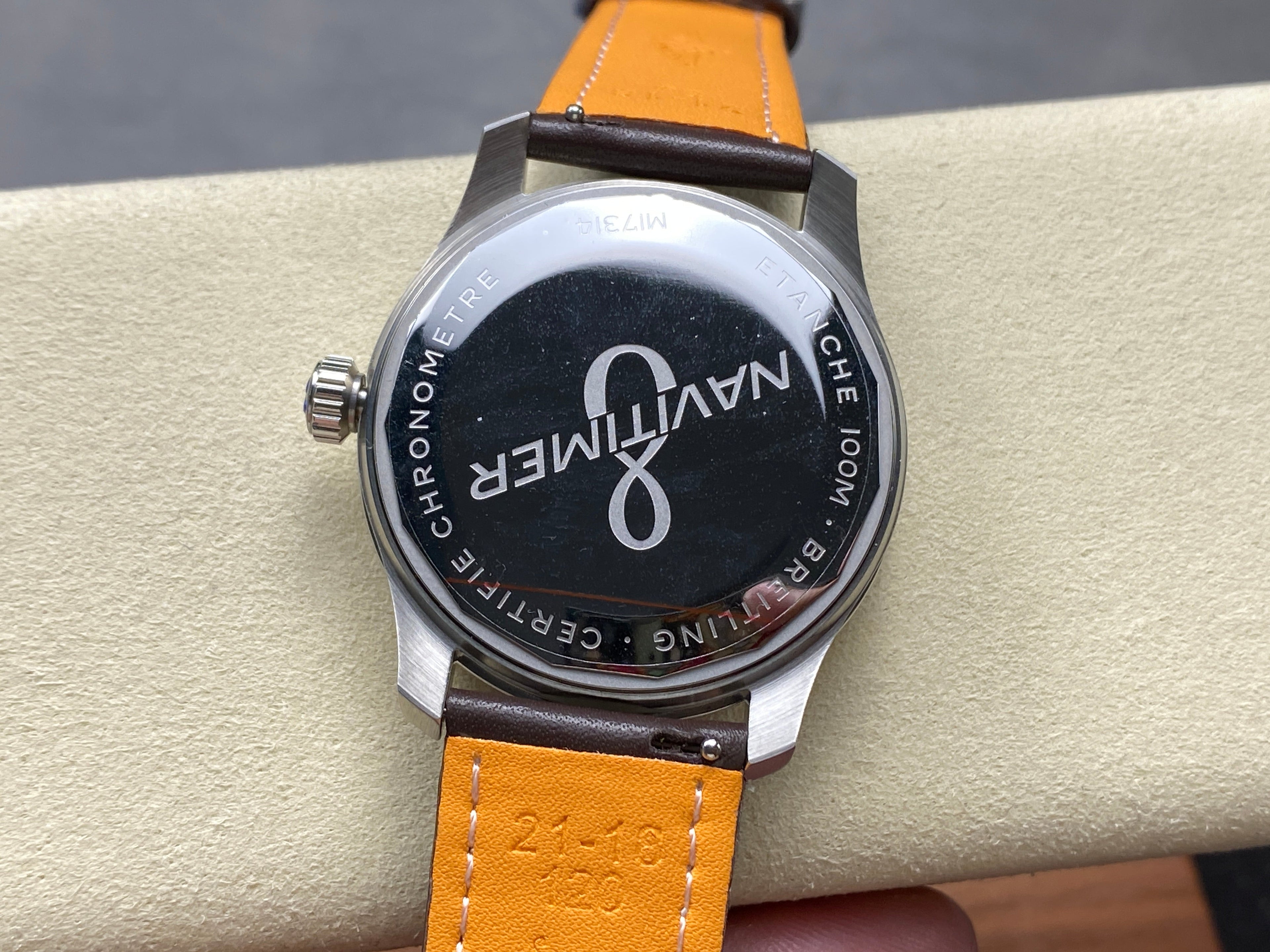 AVIATOR 8 AUTOMATIC STEEL CASE BLUE DIAL BROWN CALFSKIN STRAP