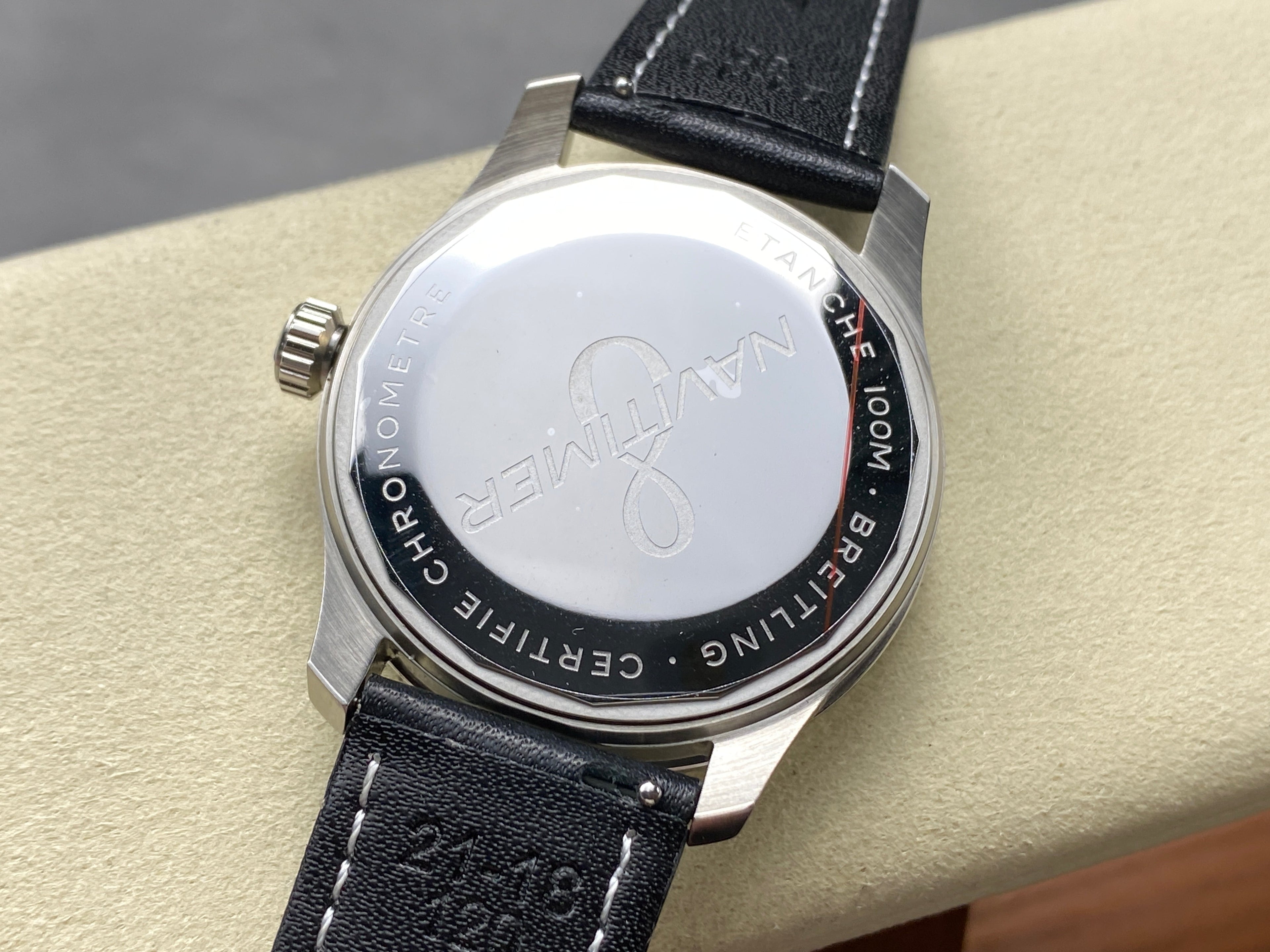 AVIATOR 8 AUTOMATIC STEEL CASE BLUE DIAL BLACK CALFSKIN STRAP