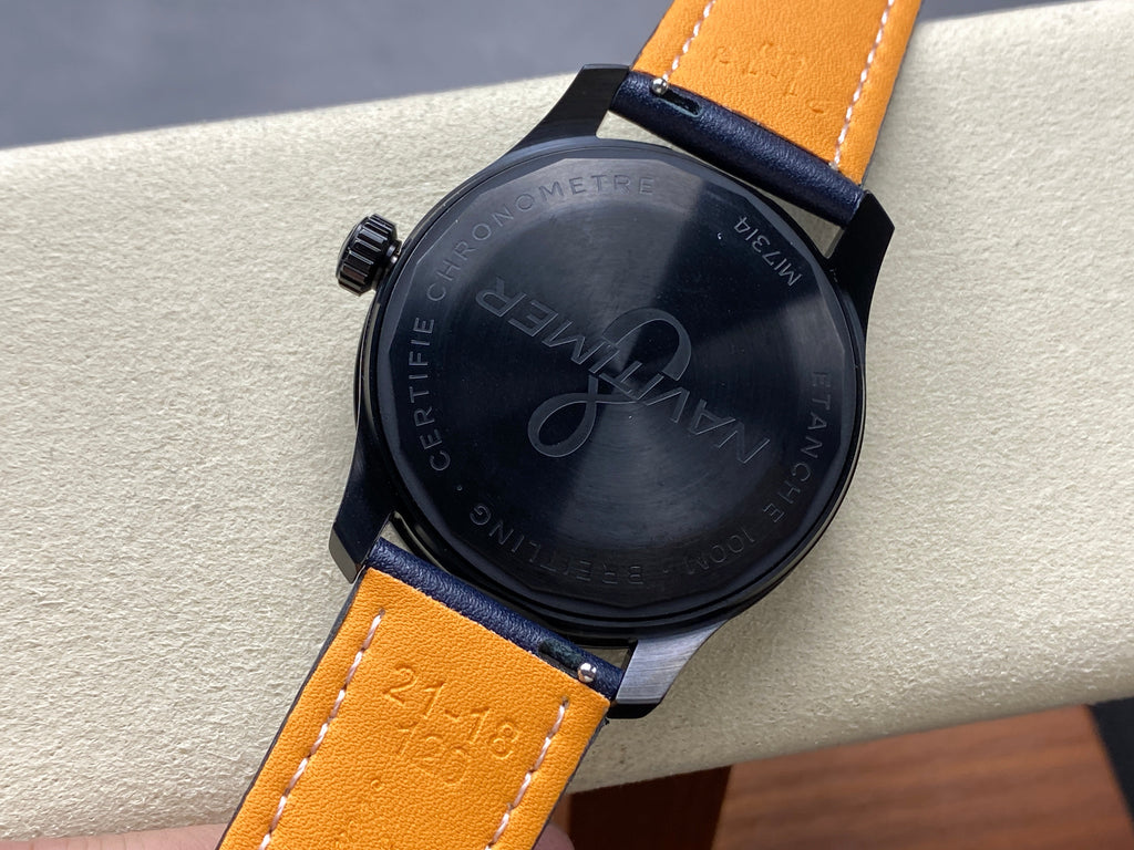 AVIATOR 8 AUTOMATIC STEEL CASE NAVY BLUE CALFSKIN STRAP