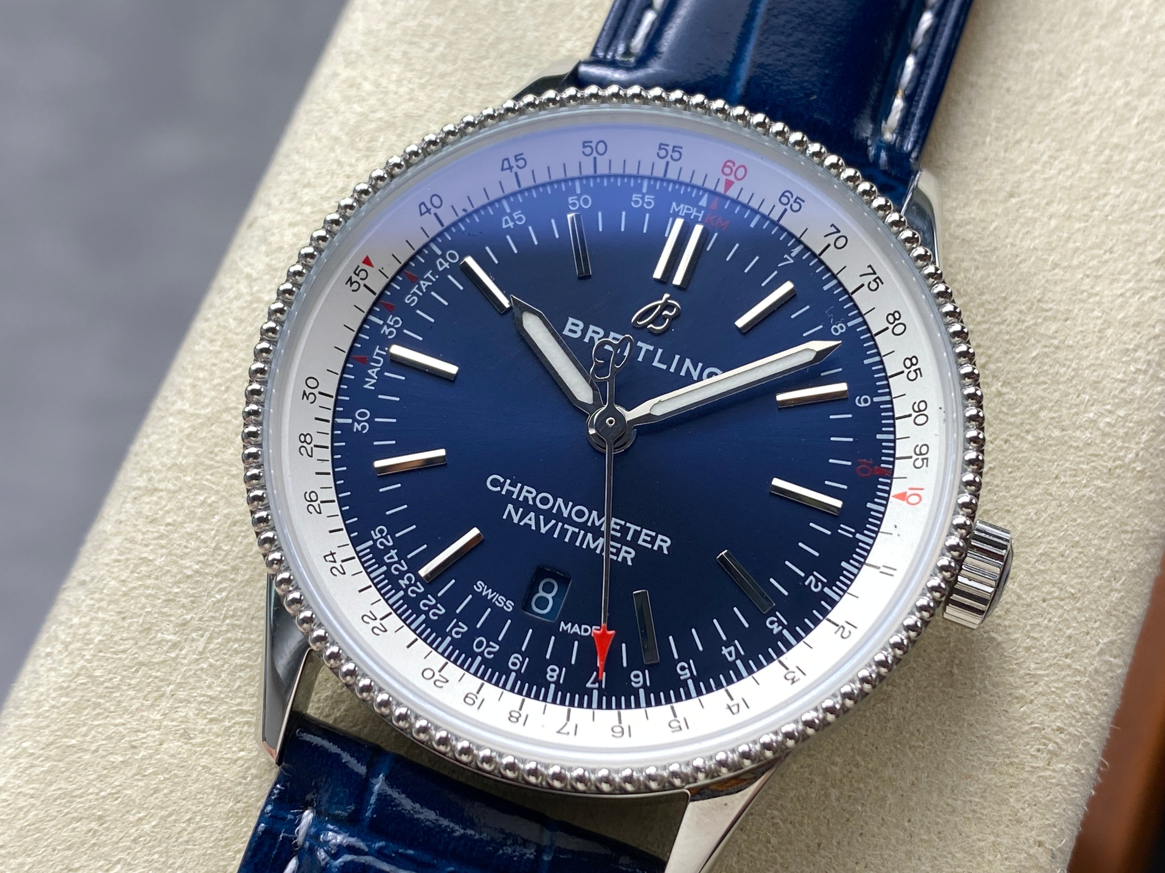 NAVITIMER AUTOMATIC 41 STEEL CASE NAVY BLUE MIX WHITE DIAL