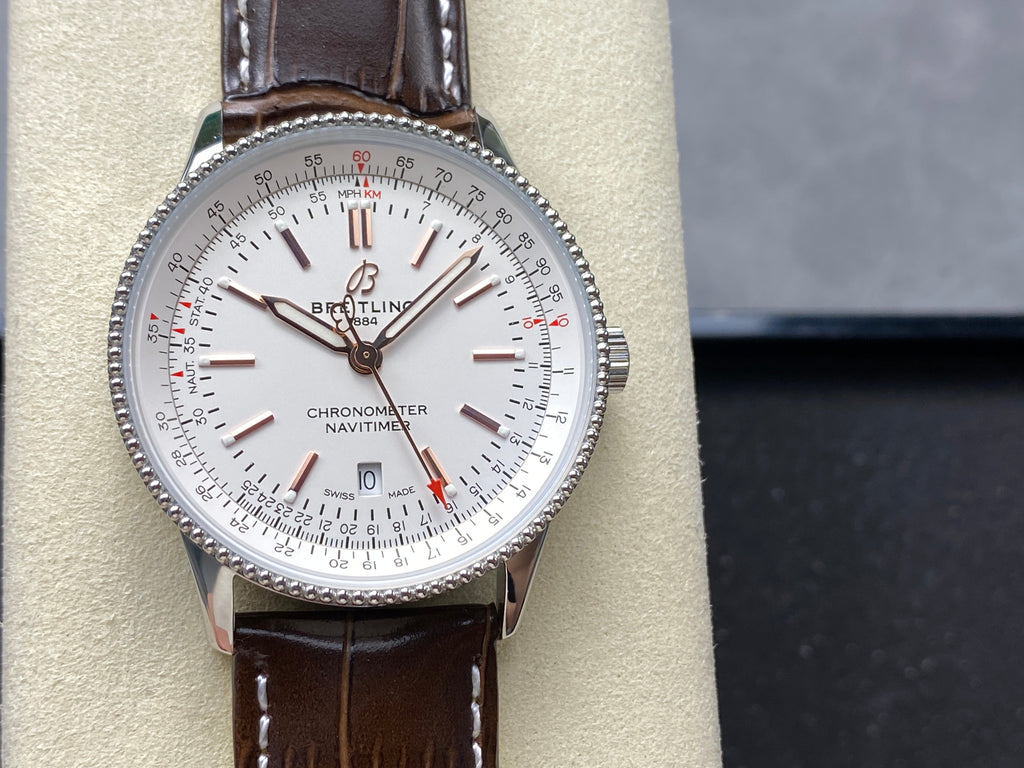 NAVITIMER AUTOMATIC 41 STEEL CASE BROWN ALLIGATOR LEATHER STRAP