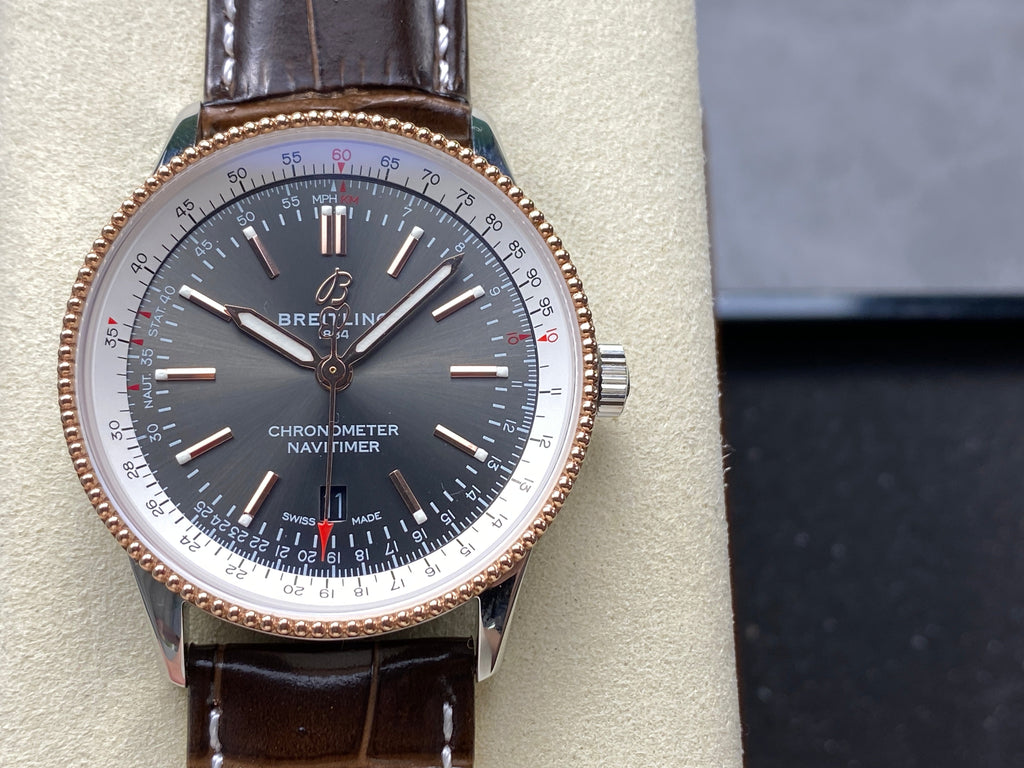 NAVITIMER AUTOMATIC 41 RED GOLD AND STEEL CASE BLACK MIX WHITE DIAL