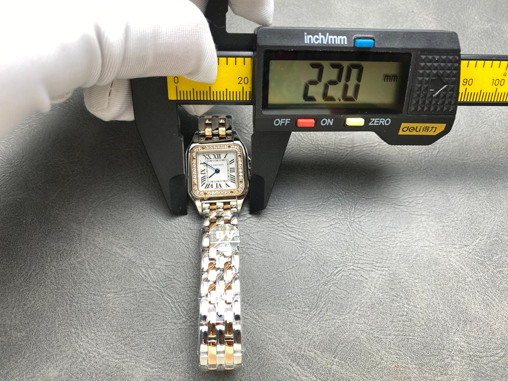 CARTIER PANTHÈRE SMALL WATCH GOLD PINK AND SILVER CASE WITH CRYSTALS