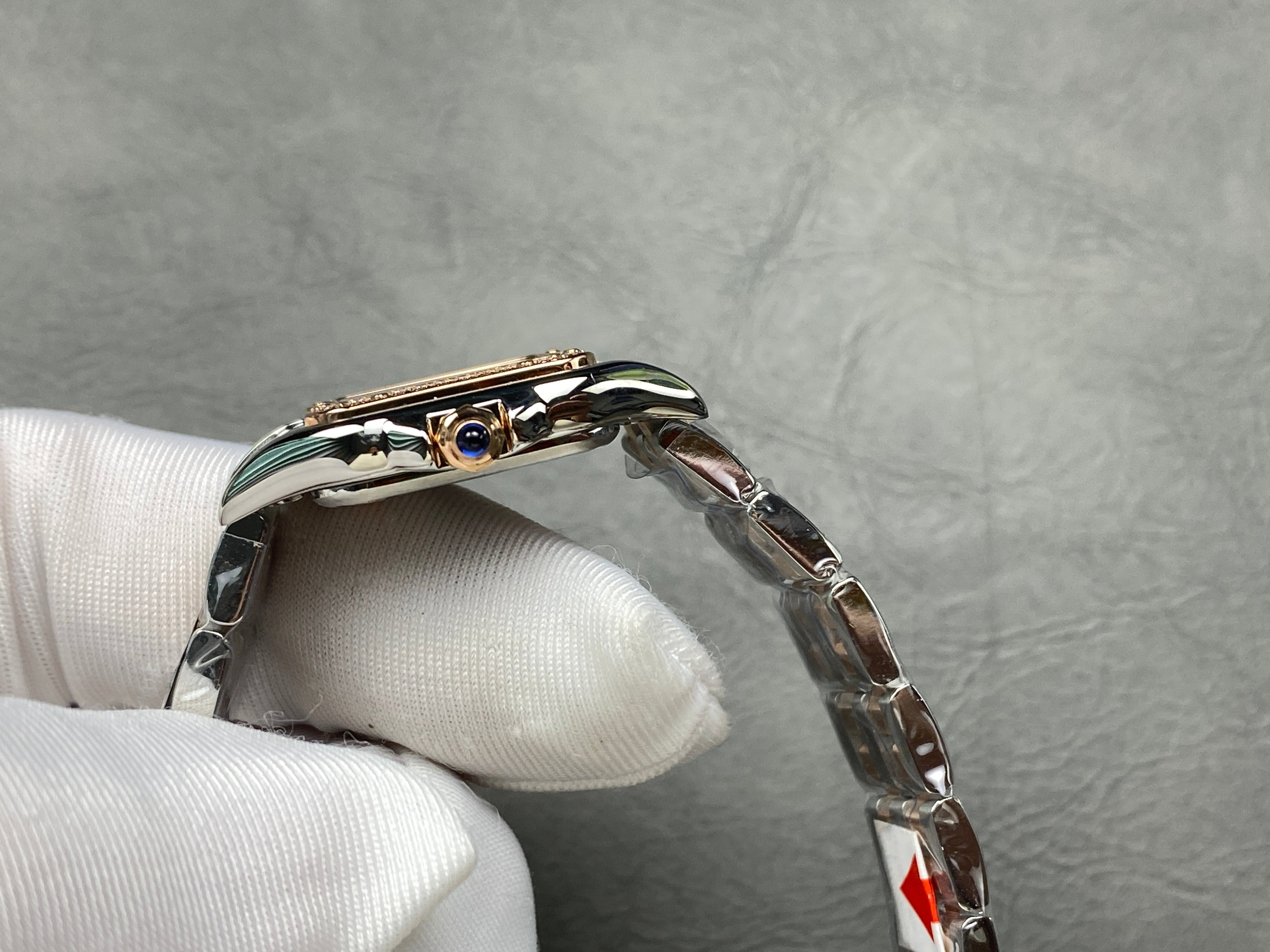 CARTIER PANTHÈRE SMALL WATCH GOLD PINK AND SILVER CASE WITH CRYSTALS