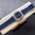 NAUTILUS STEEL ATTACHED DIAMOND BEZEL BLUE RUBBER STRAP