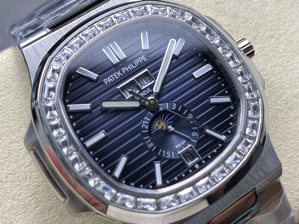 NAUTILUS STEEL ATTACHED DIAMOND BEZEL DARK BLUE DIAL
