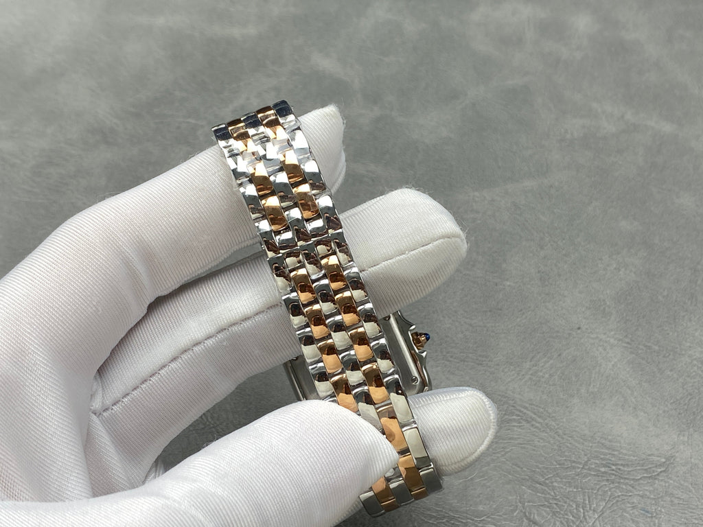 CARTIER PANTHÈRE MEDIUM WATCH GOLD PINK AND SILVER CASE WITH CRYSTALS