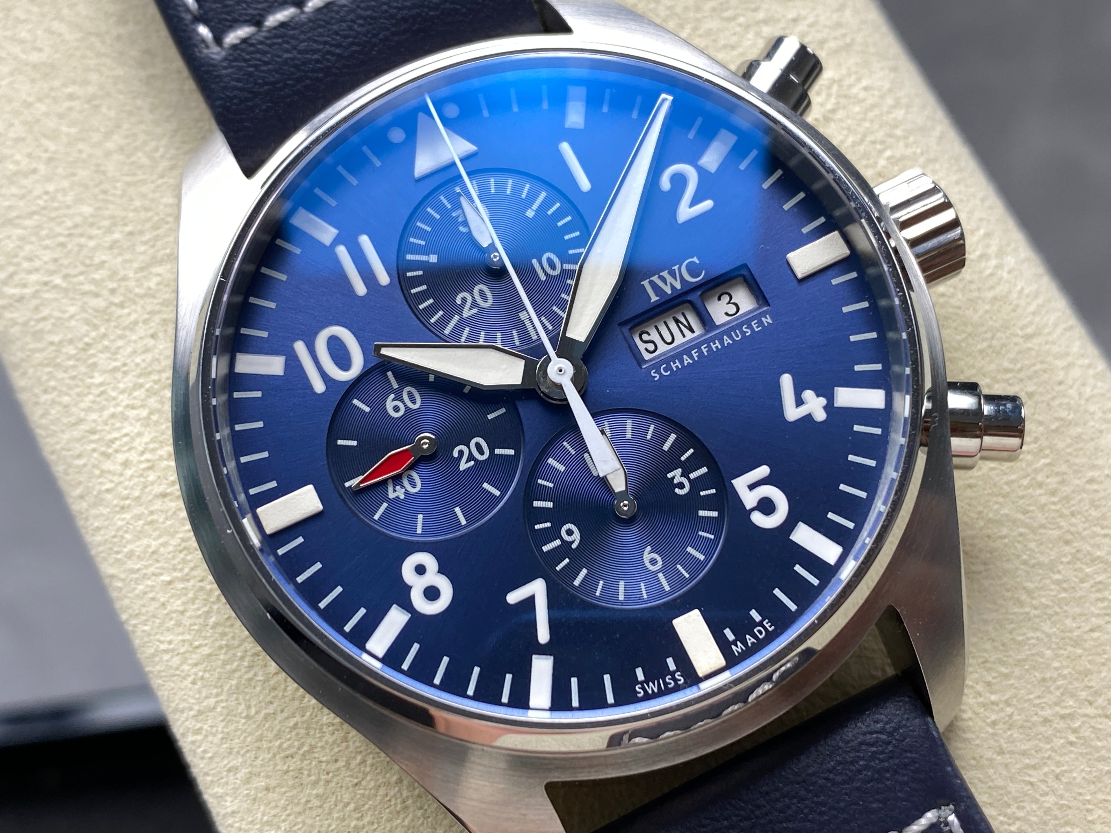 PILOT'S WATCH MARK XX STAINLESS STEEL CASE WITH NAVY BLUE LEATHER TRAP AND DIAL