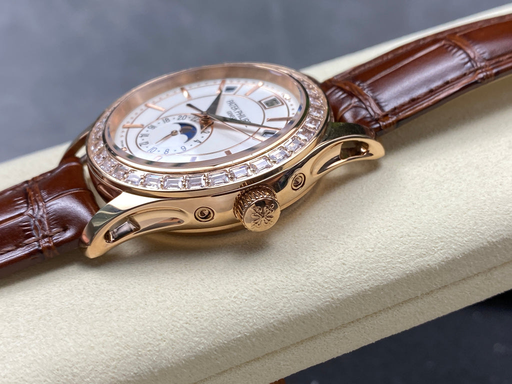 ANNUAL CALENDAR ROSE GOLD ATTACHED DIAMOND BEZEL WHITE DIAL