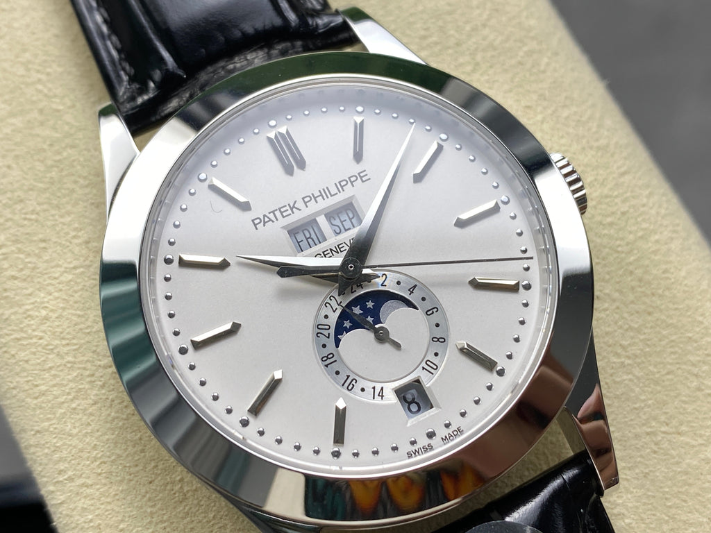 ANNUAL CALENDAR SELF-WINDING WHITE GOLD CASE BROWN BLACK STRAP