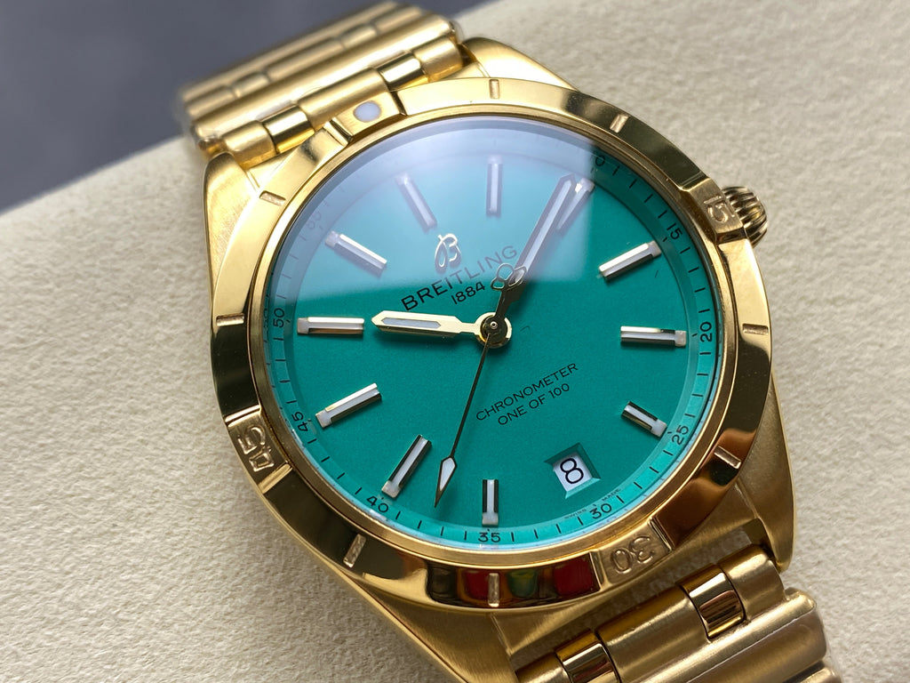 CHRONOMAT AUTOMATIC 36 VICTORIA BECKHAM YELLOW GOLD CASE PEPPERMINT DIAL
