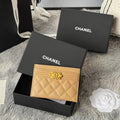LEBOY CARD HOLDER 11 IN CALICO BROWN GRAINED CALFSKIN GOLD-TONE HARDWARE