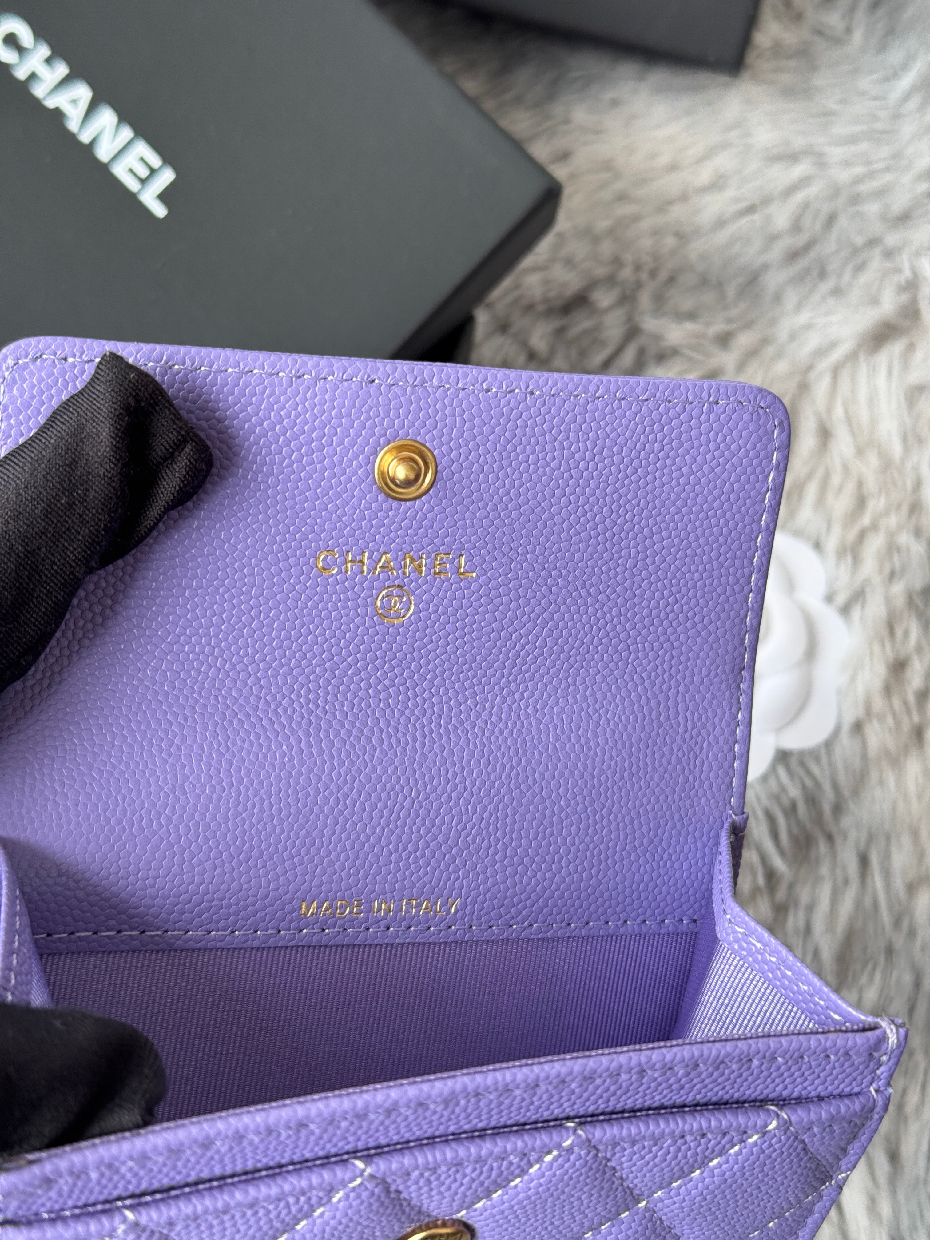LEBOY WALLET 11 IN BABY PURPLE GRAINED CALFSKIN GOLD-TONE HARDWARE