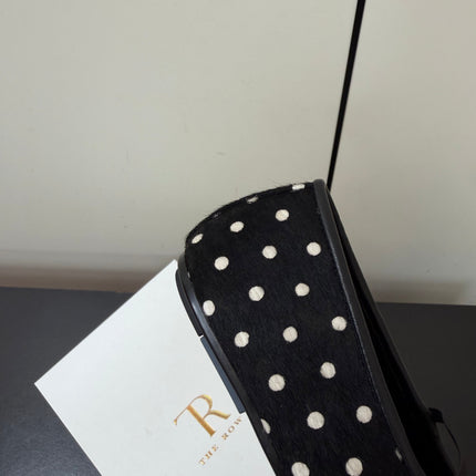 THE ROW 26S BALLET FLATS IN BLACK & WHITE MICRO POLKA DOT CALF HAIR CALFSKIN