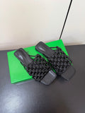 BOTTEGA VENETA 26S WOVEN STRAP SANDALS IN BLACK LAMBSKIN