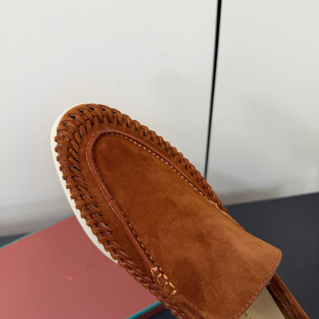 LP 26S BRAIDED LOAFERS IN RUST BROWN SUEDE